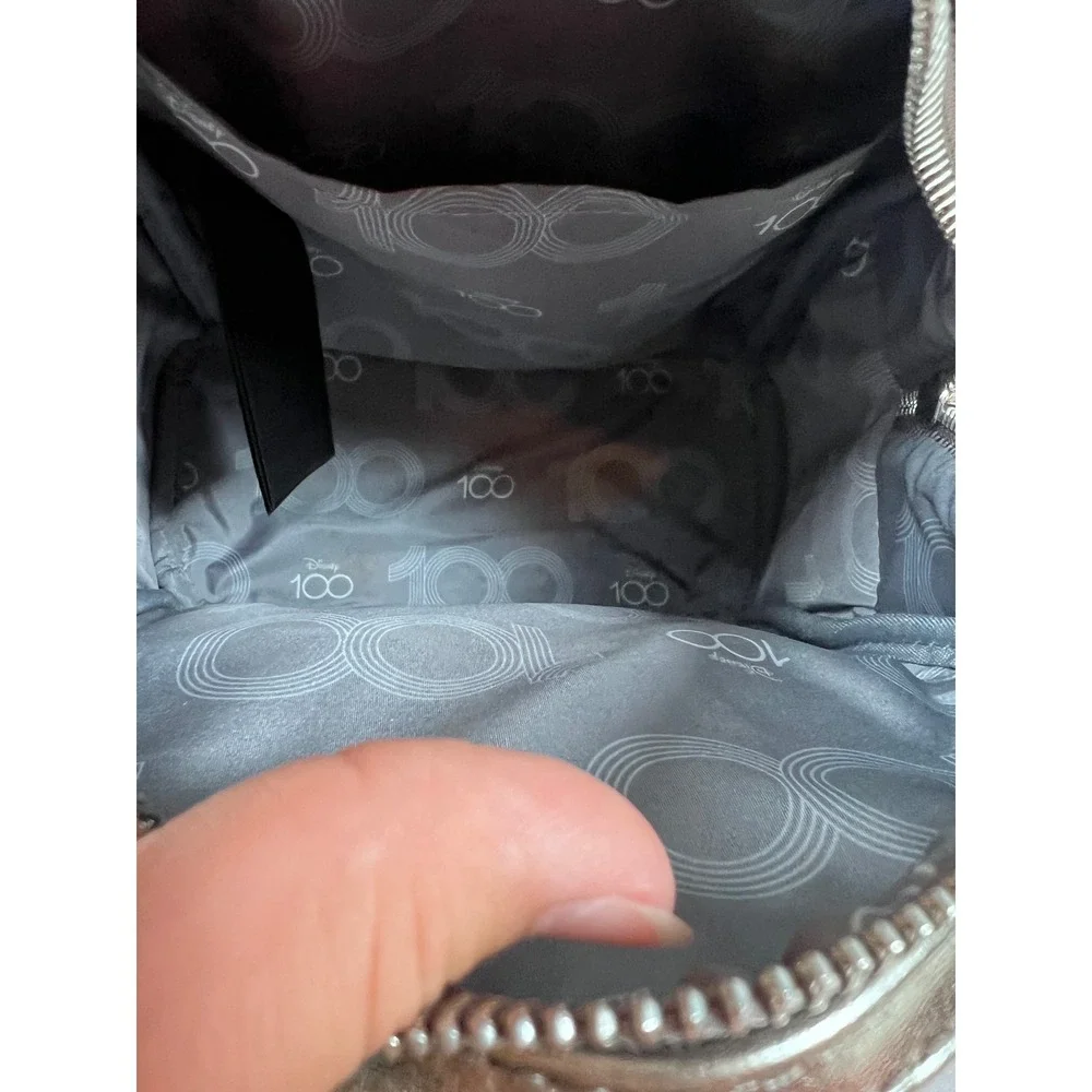 Disney 100 Loungefly Mickey Mouse Mini Backpack Silver Iridescent Good Preowned